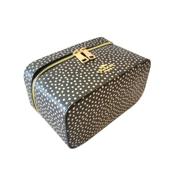 Coach CCF44 Spot Print Pebbled Leather Cosmetic Travel Case Black Multi Makeup - Picture 6 of 7